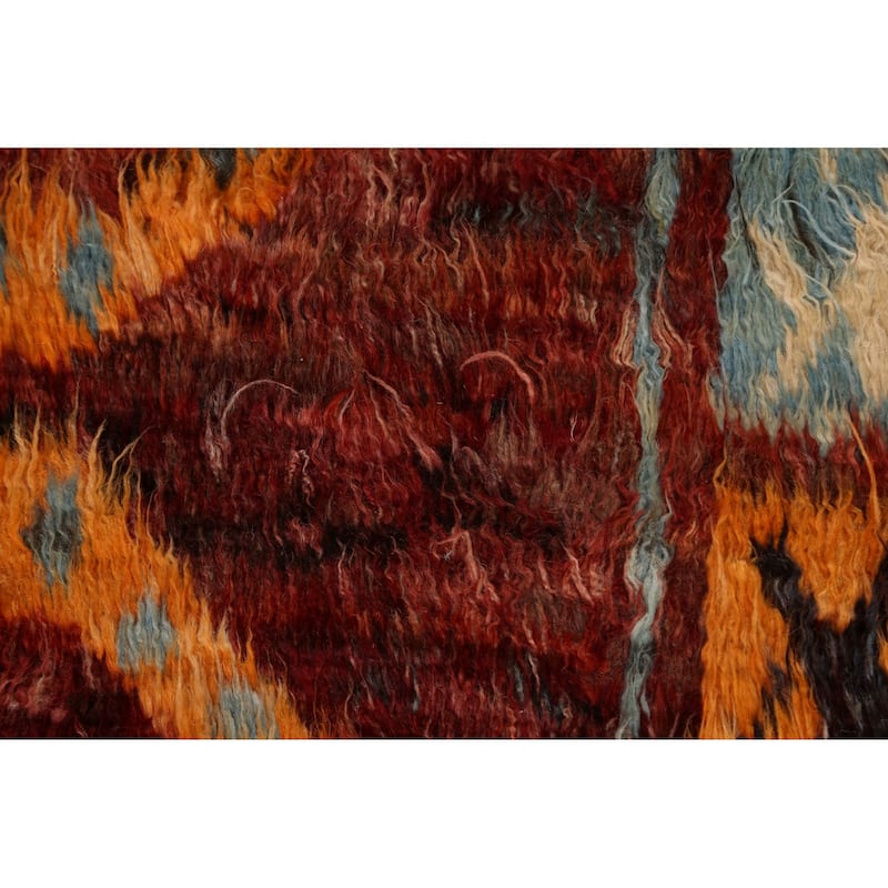 Hand Knotted Oriental 100% Wool Carpet Modern Tribal Red Moroccan Area Rug - 9' 9'' X 6' 8''