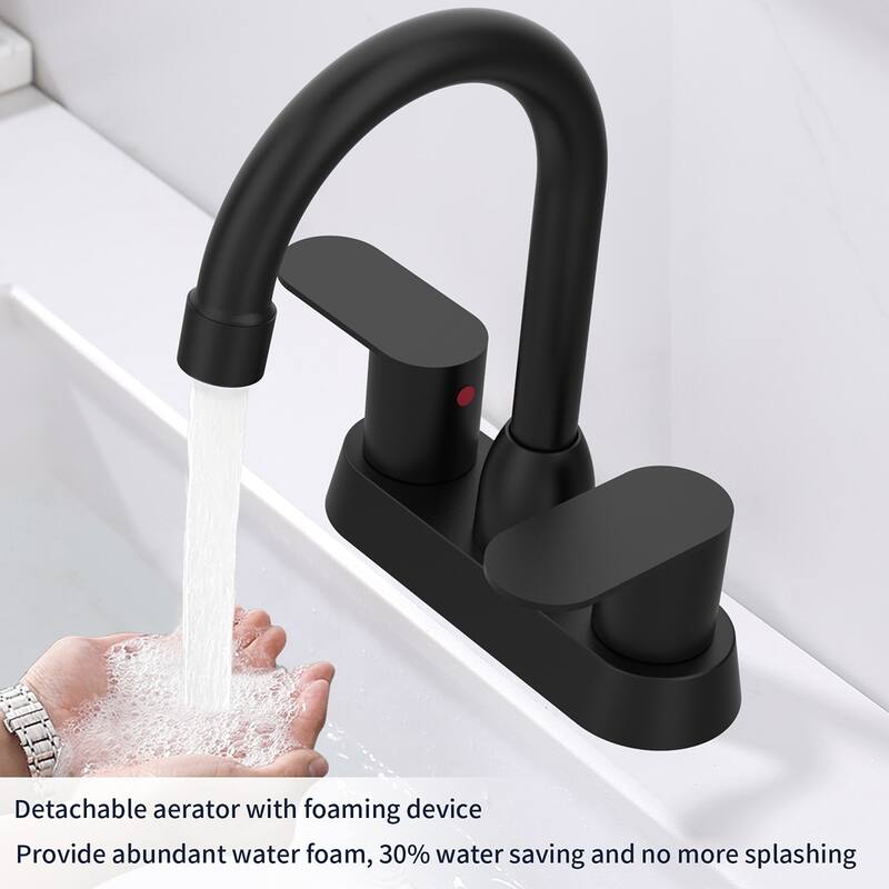 Matte Black 2 Handle Bathroom Sink Faucet with Swivel Spout - 6.22" x 2.12" x 8.26"