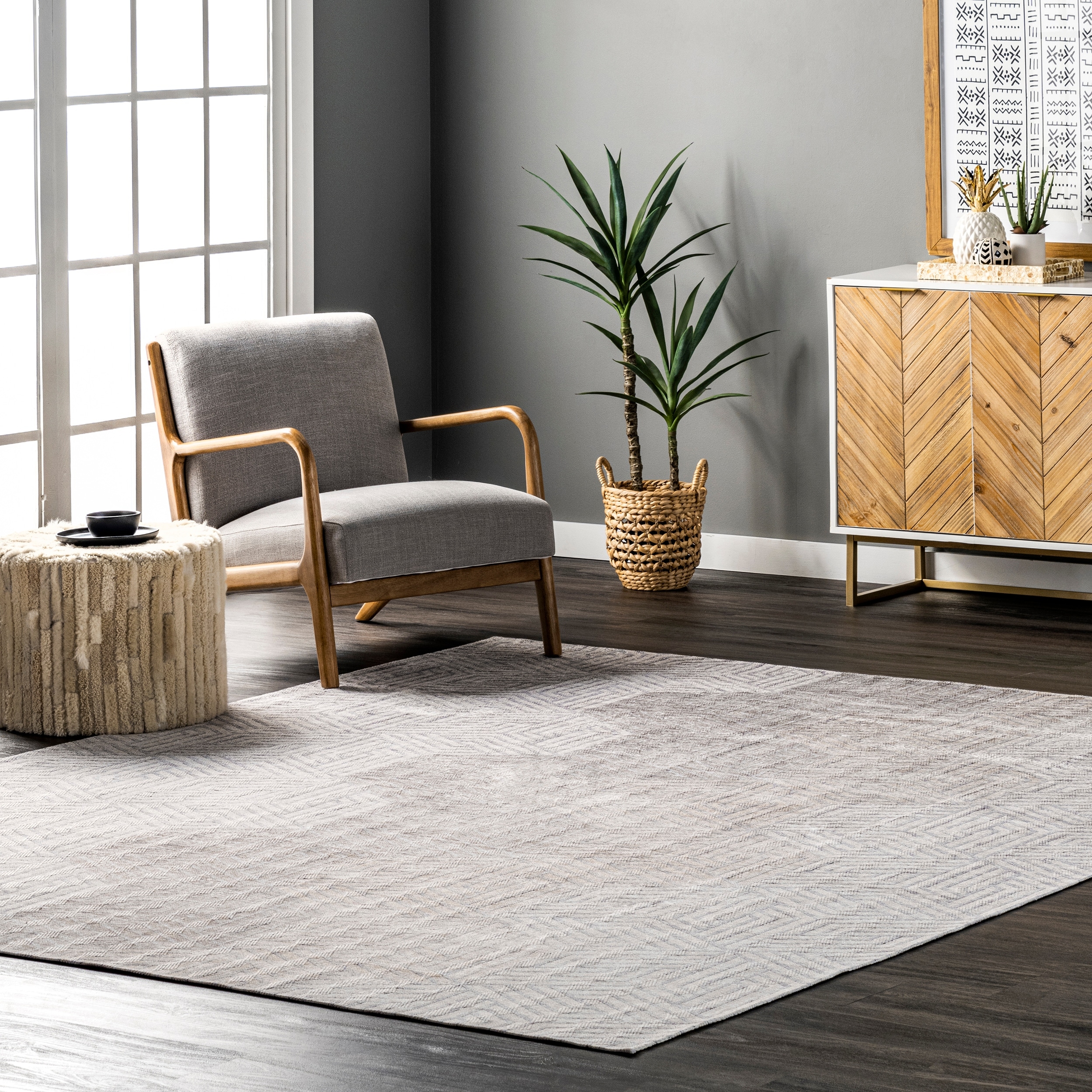 Nuloom Adeline SpinClean Modern Hexagon Machine Washable Area Rug