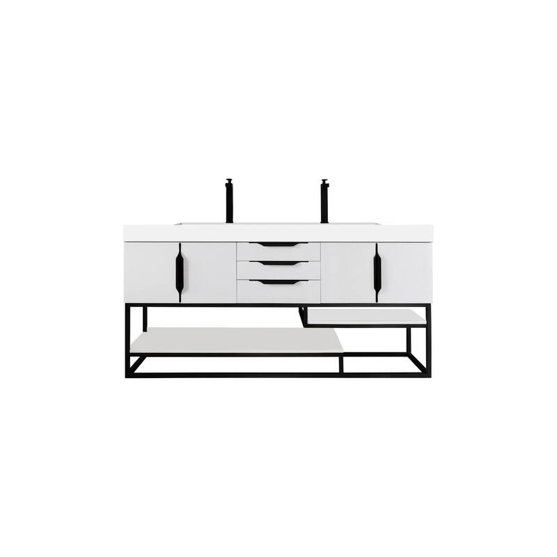 James Martin Vanities 983-V72D-MB-GW Columbia 72" Free Standing Double - Glossy White - Painted
