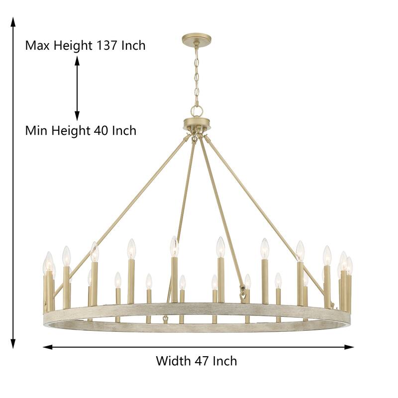 Acroma 24-light 47In Modern Farmhouse Large Wagon Wheel Chandelier