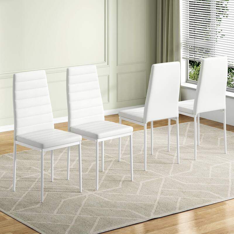 Upholstered Dining Chair Set of 4 Kitchen Chair Accent Chair High Back Reception Chair with Metal Legs