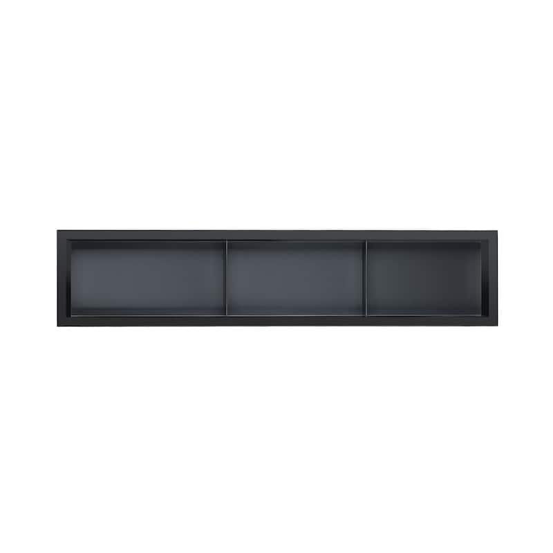 36.02"x7.87"x3.93" Black Stainless Steel Layered Rectangular Recessed Shower Niche 18 Gauge