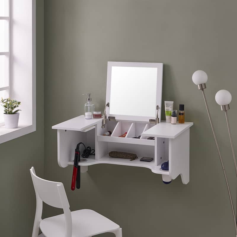 Wall Mount Ledge w/ Vanity Mirror - Transitional Style -