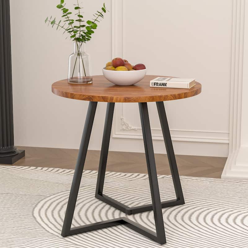 VECELO 35.43'' Round Butterfly Leg Dining Table for 4 MDF Top Kitchen Table Kitchen & Dining Room Tables