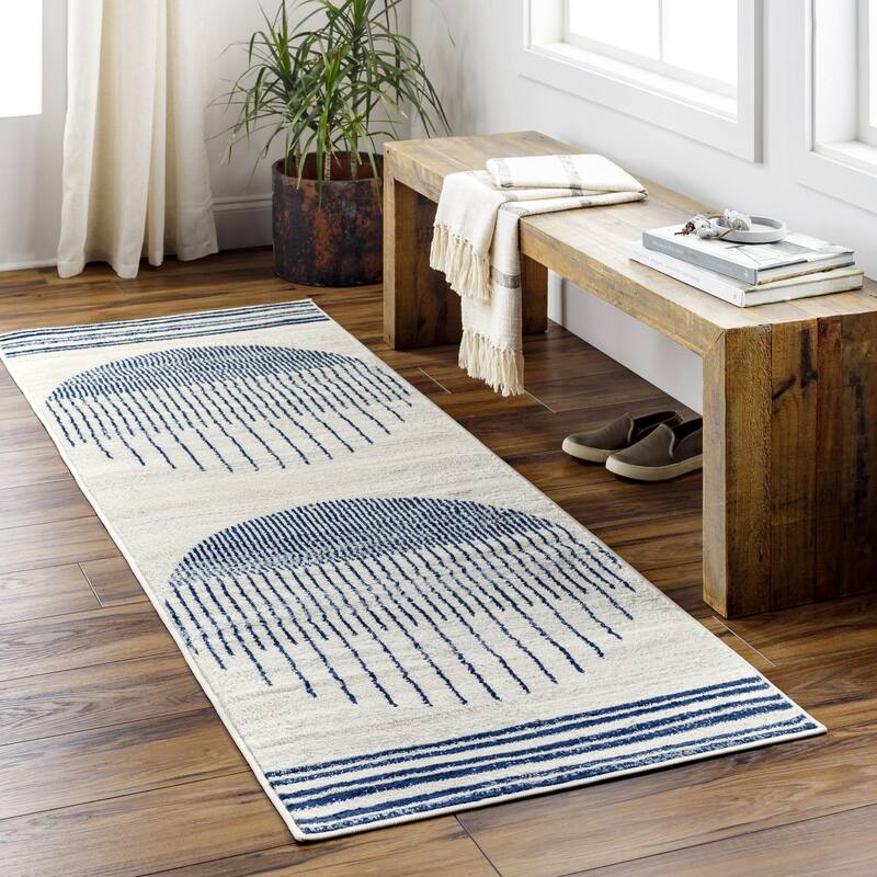Livabliss Floransa Minimalist Ombre Area Rug - Blue/Grey - 2' 7" x 10'