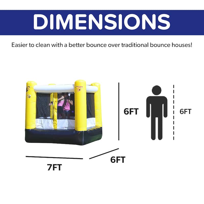 HeroKiddo Busy Bee Inflatable Bounce House for Kids & Toddlers (with Air Blower), Outdoor Indoor Play Bouncy Jumper
