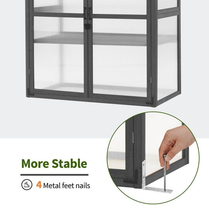 MCombo Cold Frame Greenhouse with Adjustable Shelves, Solid Wood 1344