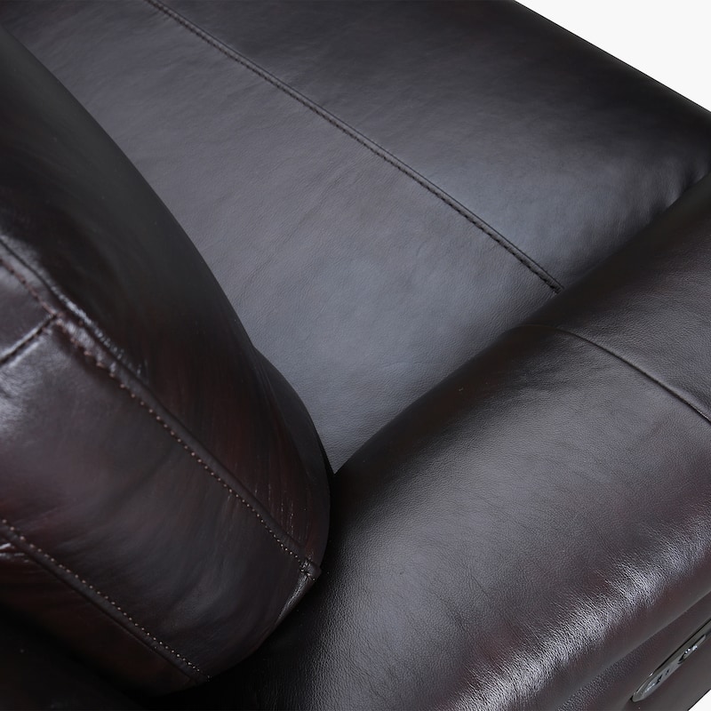 Lizette 65" Dove Grey or Brown Leather Power Recliner Loveseat with USB