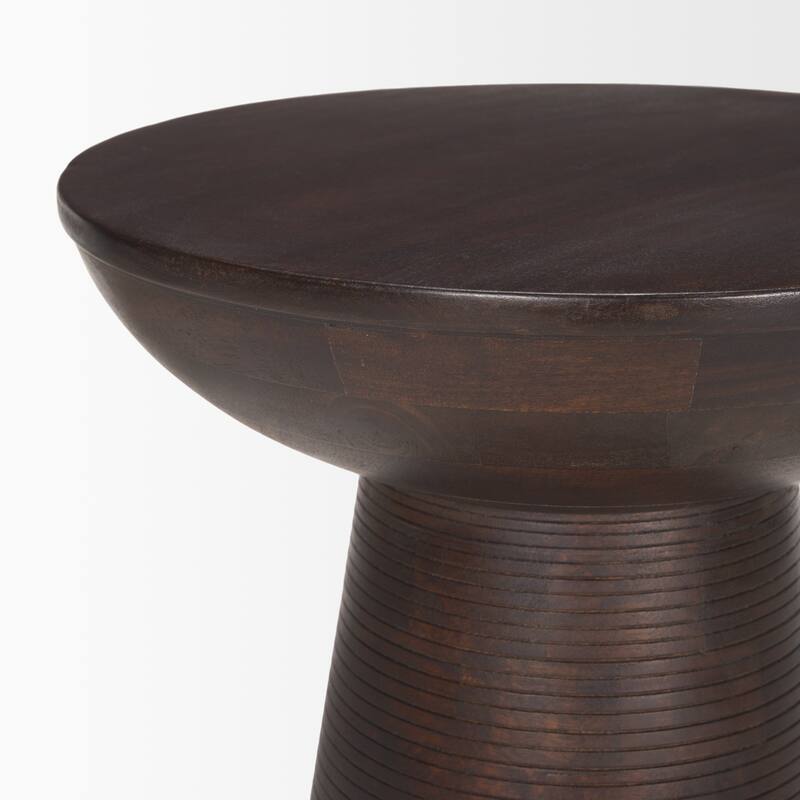 Novell Dark Brown Wood Pedestal Side Table