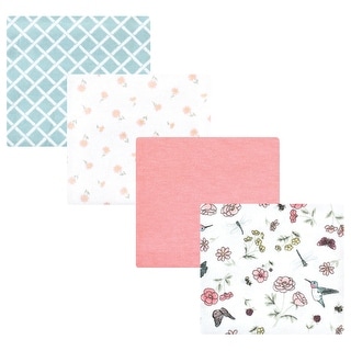 Hudson Baby Infant Girl Cotton Rich Flannel Receiving Blankets, Hummingbird Garden, One Size - Hummingbird Garden - One Size