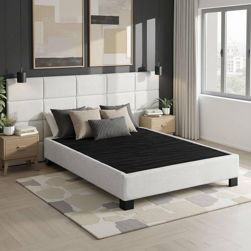 Bridgevine Home Modern Contempo Upholstered Bed Platform Base