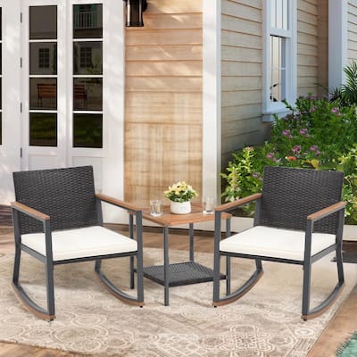 Patio Bistro Sets, 3 Piece Outdoor Folding Chairs Patio Furniture Sets with Table for Balcony, Garden and Porch