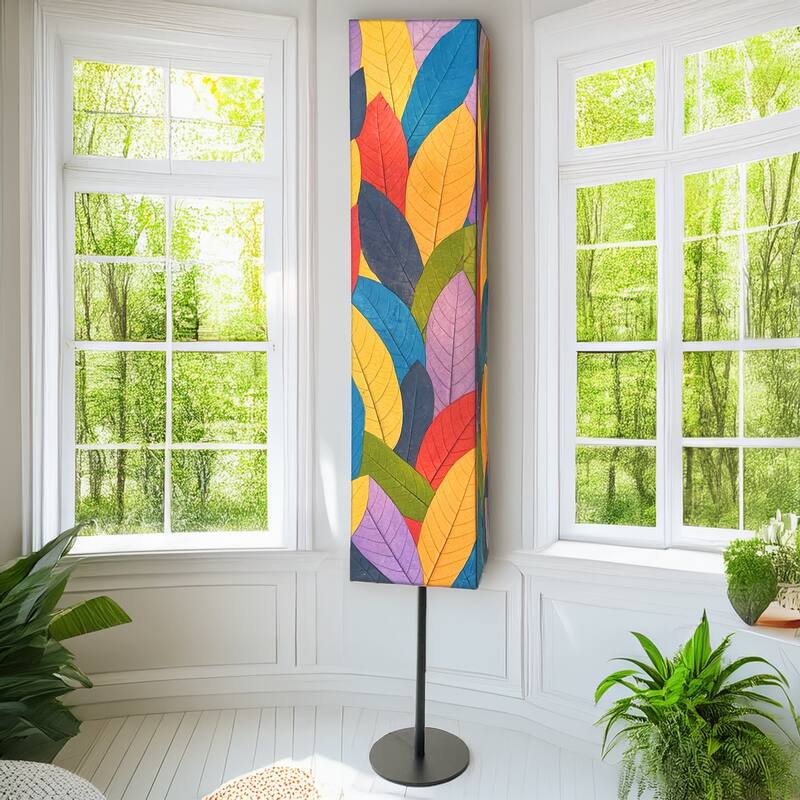 Eangee Handmade Sequoia Giant Floor Lamp, Cocoa Leaves Shade, 12 x 10 x 72 in. - 10 x 8 x 72