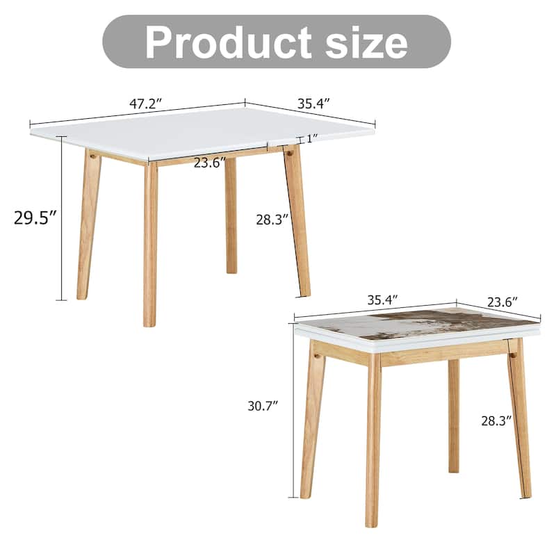 47.2 inch Foldable Table with Rubber Wood Legs