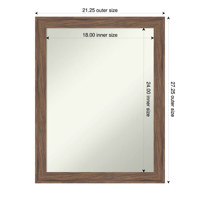 Pia Medium Brown Narrow Non-Beveled Framed Wall Mirror - Pia Medium Brown Narrow - 21 x 27 in