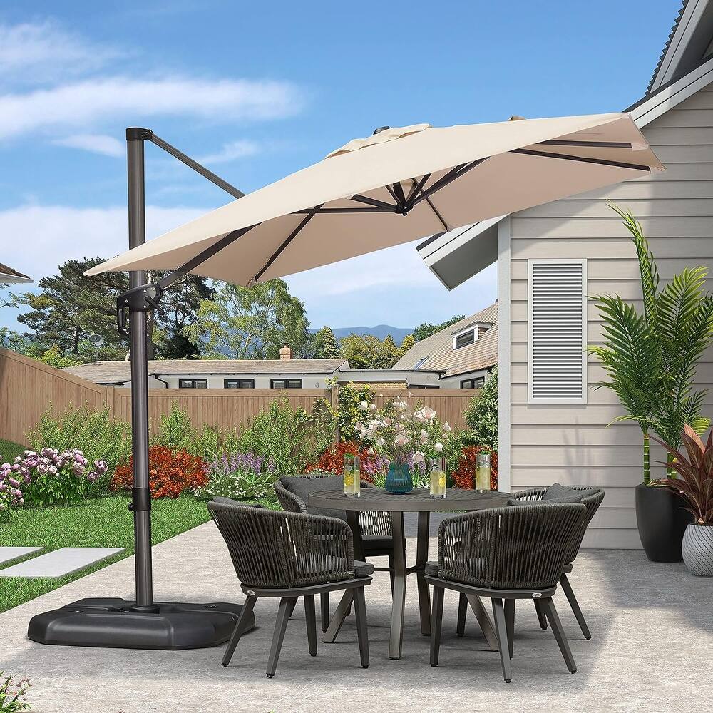 PURPLE LEAF 8 ft Square 360 Degree Rotation Patio Cantilever Umbrella