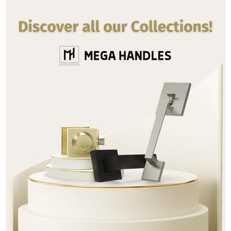 Mega Handles LAURA Dummy Round Door Knob with Slim Square Plate | Non-Turning, Reversible Handing | Easy to Install