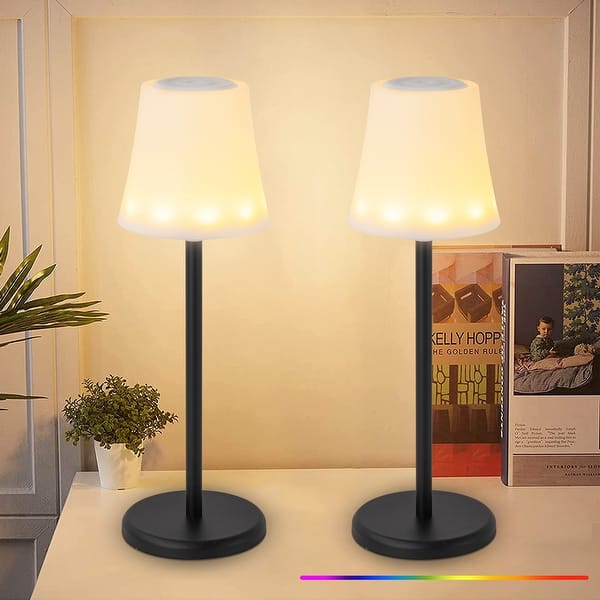 C Cattleya 2-Pack 13inch 3CCT RGB Dimmable Cordless LED Table Lamp Rechargeable Desk Lamp with Touch Control