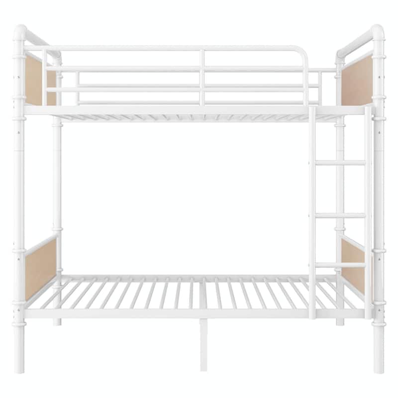 Metal Bunk Bed, Industrial Detachable Bunkbeds with Safety Guard Rails for Teens