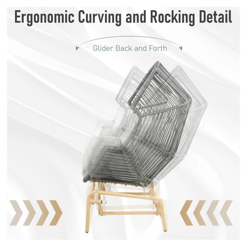 Outdoor Patio Rocking Chair with Ottomans - Dark Grey