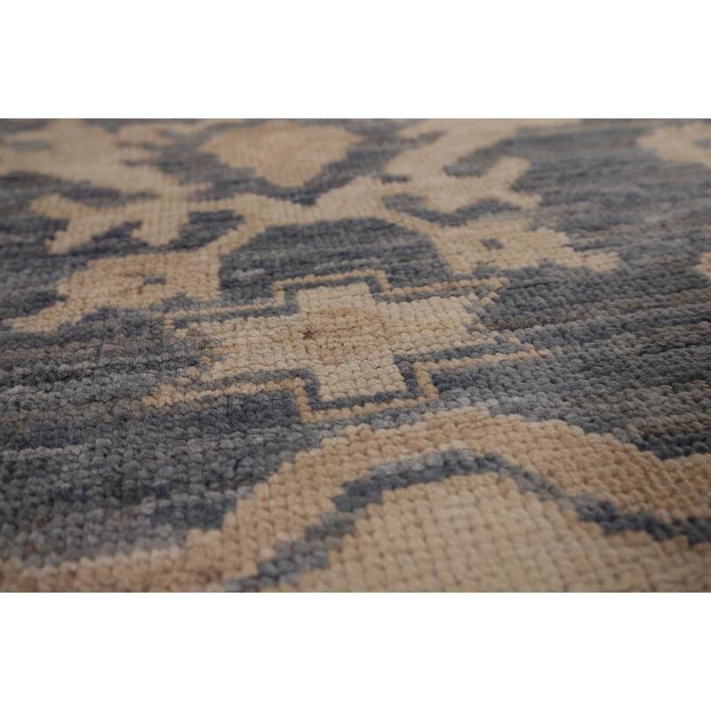 Blue Oushak Vegetable Dye Area Rug Handmade Wool Carpet - 8'0" x 9'10"