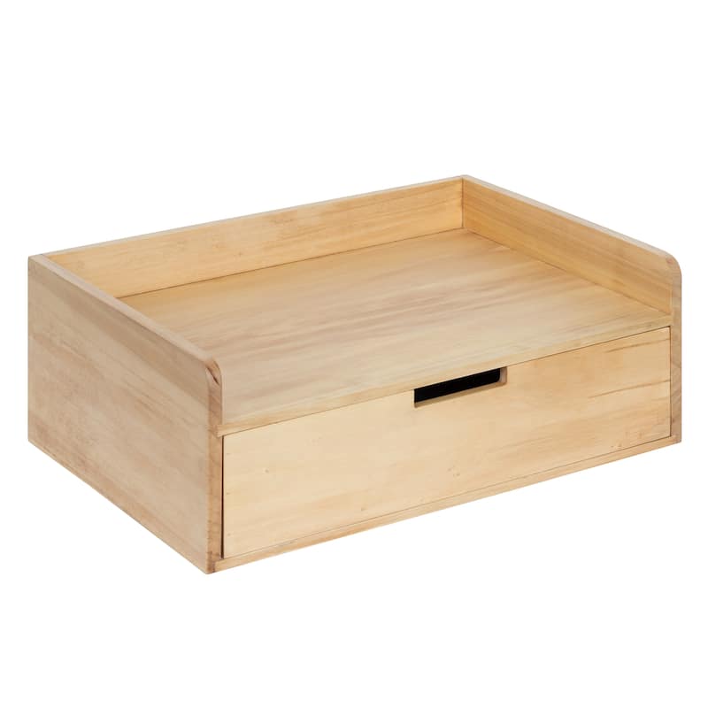 Kate and Laurel Kitt Premium Sold Wood Floating Shelf Side Table - 18x12x7 - Natural