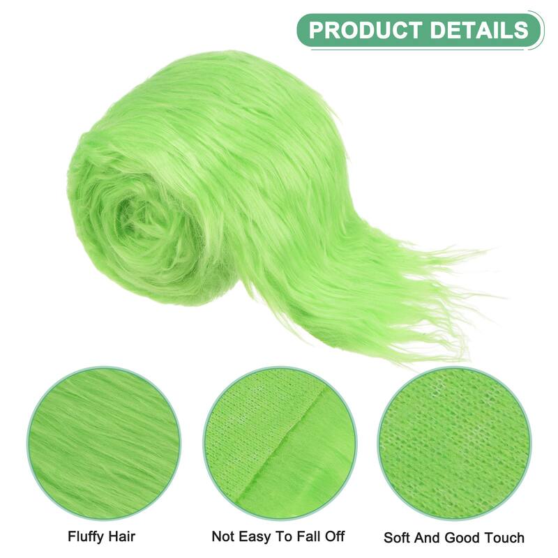 Faux Fur Fabric Precut Strips, for DIY Crafts Christmas - Green - 59x4 Inch