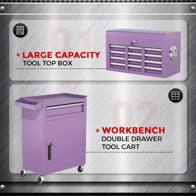 5 Drawer 2 in 1 Rolling Tool Chest Storage Box Garage Rolling Cabinet with Detachable Top Tool Box and Universal Lockable Wheels