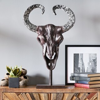 Autrey Indoor Aluminum Handcrafted Bull Skull Wall Decor with Stand by Christopher Knight Home