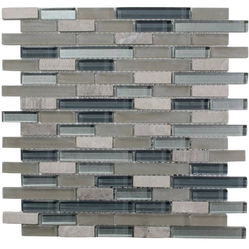 The Tile Life Victory Brick 1x2 Grey Glass Backsplash Wall Tile