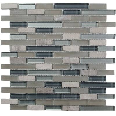 The Tile Life Victory Brick 1x2 Grey Glass Backsplash Wall Tile