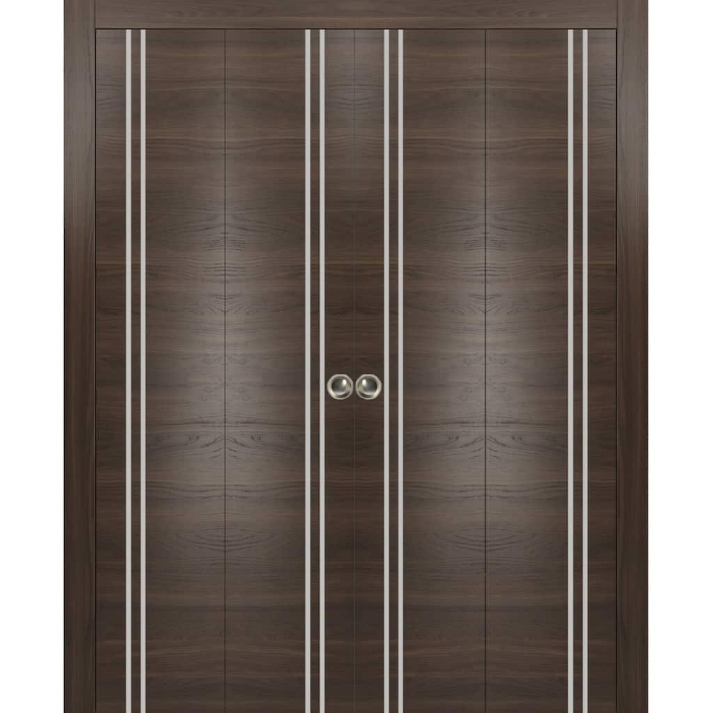 Double Bi-fold Doors Planum 0310 Chocolate Ash with Sturdy Tracks