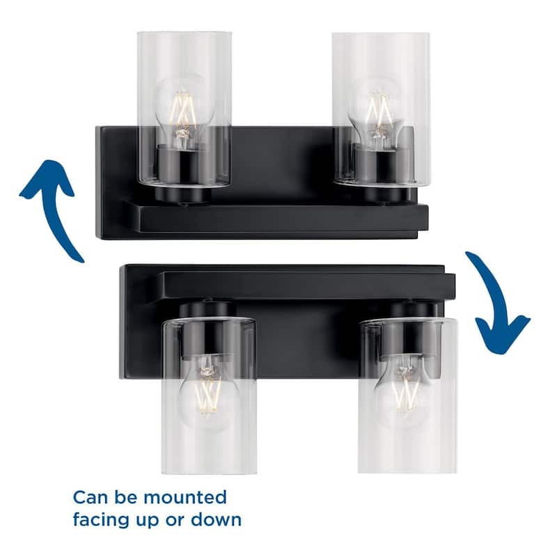 Goodwin Collection Two-Light Matte Black Modern Vanity Light with Clear Glass - Medium