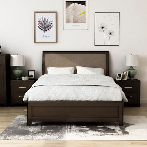 Furniture of America Yra Walnut 3-piece Bedroom Set with 2 Nightstands