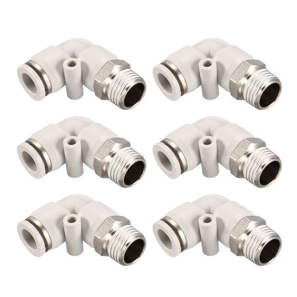 Pneumatic Push To Connect Fitting Male Elbow 8mm Tube OD X 1/4BSPT Thread 6Pcs