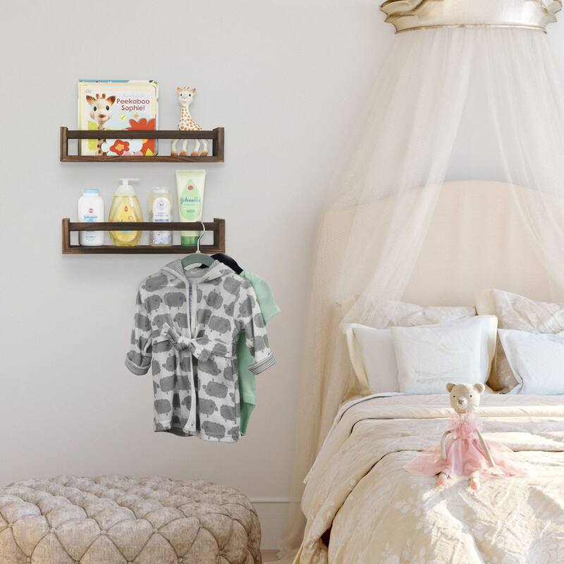 Wallniture Utah Wood Wall Shelves for Book and Toy Storage (Set of 2)