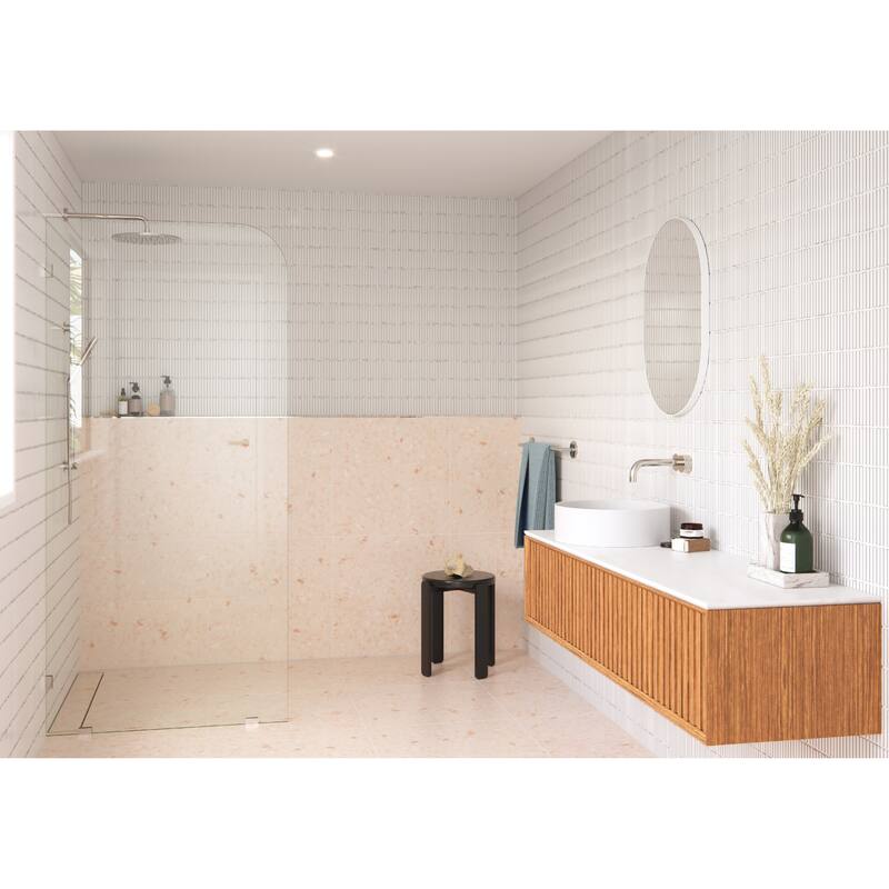 Glass Warehouse 34" x 78" Frameless Shower Door - Single Fixed Panel Radius