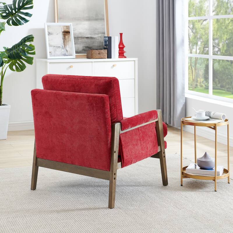 Red Lounge Chair Upholstered Arm Chair Velvet Dining Chair Side Chair - Red