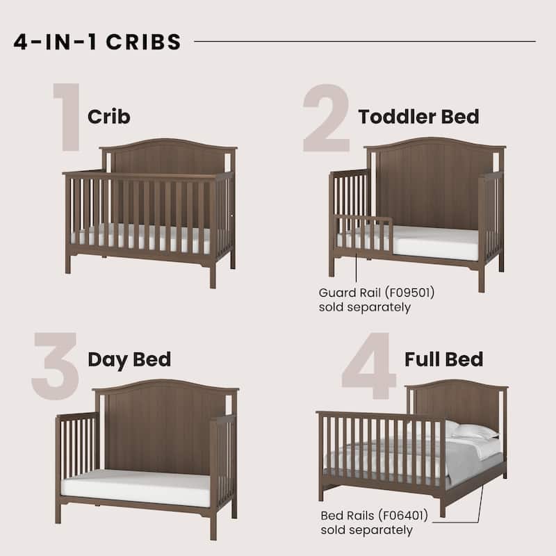 Forever Eclectic Hampton Arch Top 4-in-1 Convertible Crib