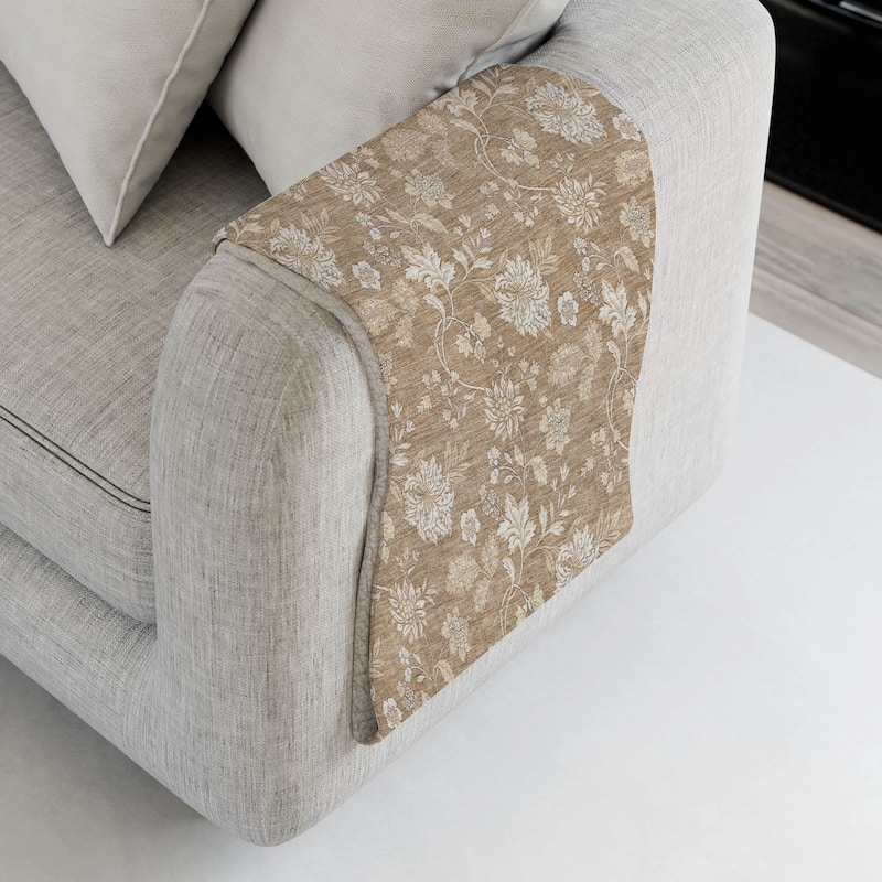 Premium Machine Washable Traditional Floral Sherpa Throw Blanket - Copper - 4'2" x 5'10"