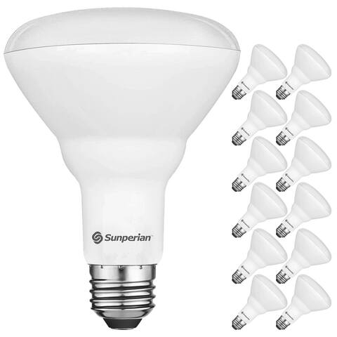 Sunperian 12 Pack BR30 LED Flood Bulb 8.5W 800lm Dimmable Enclosed Fixture Rated Damp Rated UL Listed E26 Base - 12 Pack