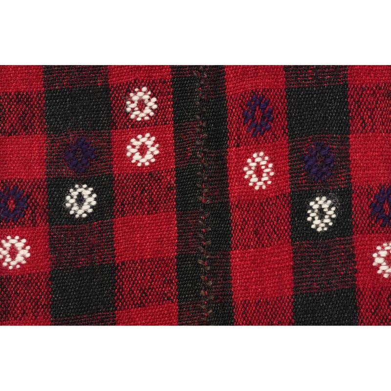 Hand Woven Oriental 100% Wool Carpet Southwestern Geometric Red Kilim Area Rug - 8' 3'' X 6' 3''