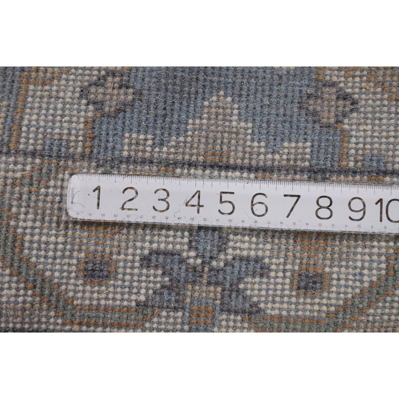 Light Blue Oushak Oriental Runner Rug Handmade Wool Carpet - 2'6" x 7'9"