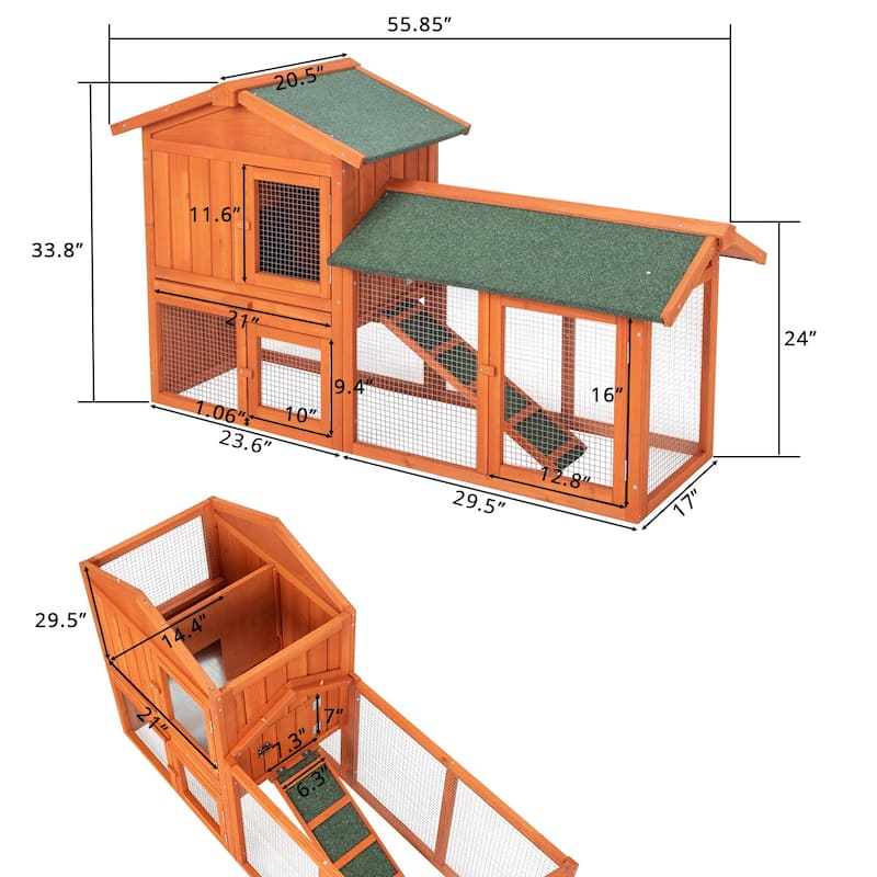 61" Fir Wood Outdoor Garden Cage with Lightweight Strong Wire Panels for Small Animal