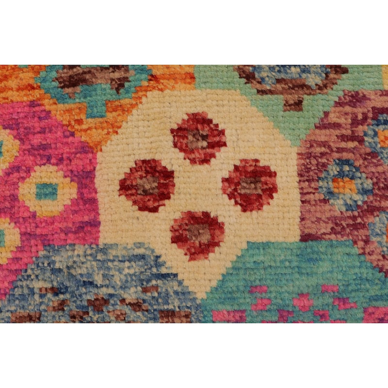 Eclectic Balochi Garrett Red/Blue Hand Knotted Wool Rug - 6'7'' x 9'9''