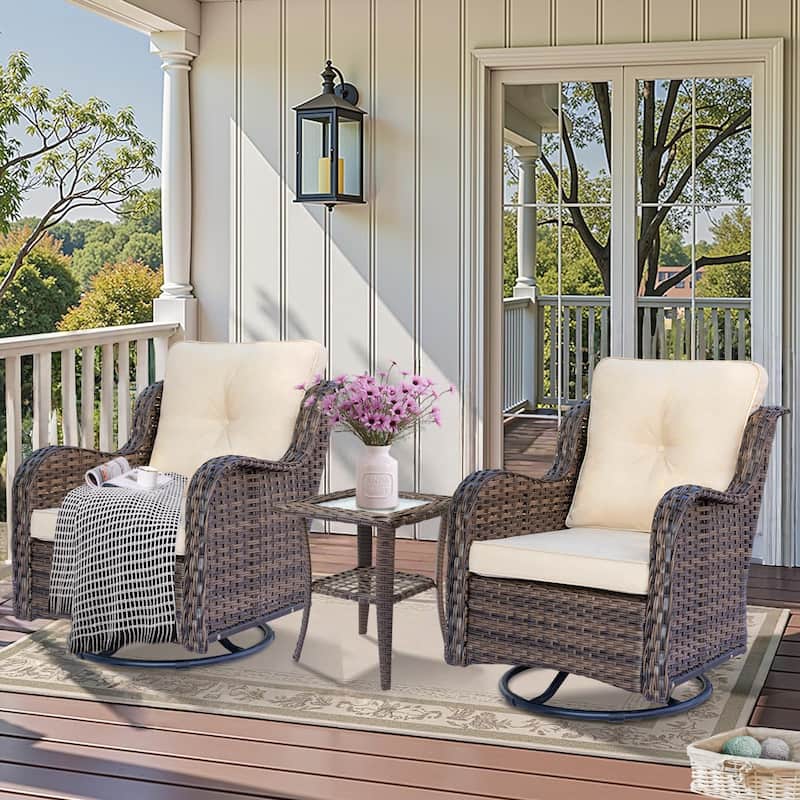 Wicker Patio Furniture Set-Outdoor Patio Conversation Seating Sets
