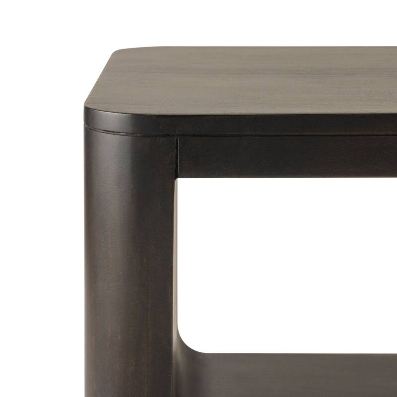 HomeRoots 48" Walnut Solid Wood Floor Shelf Coffee Table With Shelf - 48' X '18' X '22
