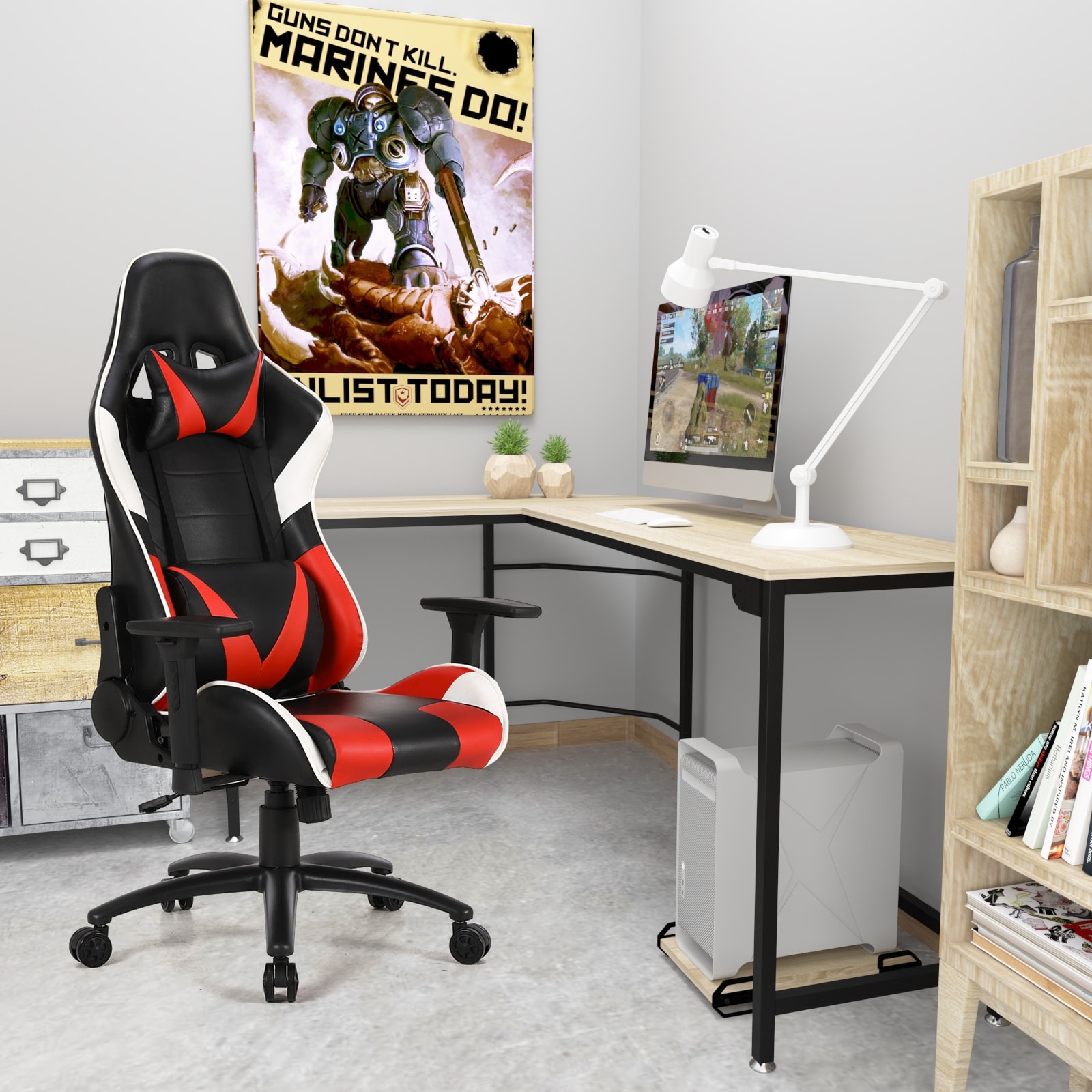 Shop Ergonomic Gaming Chair And L Shaped Computer Corner Desk