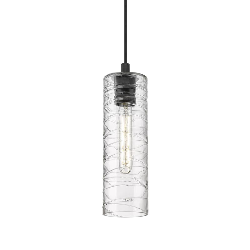 Innovations Lighting 434-1P-13-4 Crown Point Pendant Crown Point 4" - Matte Black / Deco Swirl